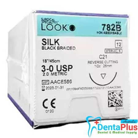 Sutures Look Silk (12pcs/pkt) - 782B-3-0-C21-1/8c-26mm