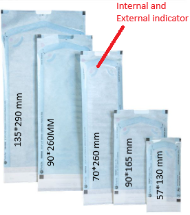 Self-Sealing Sterilisation Pouches, Dual Indicators (Internal and External) QSafe 200pcs/pkt
