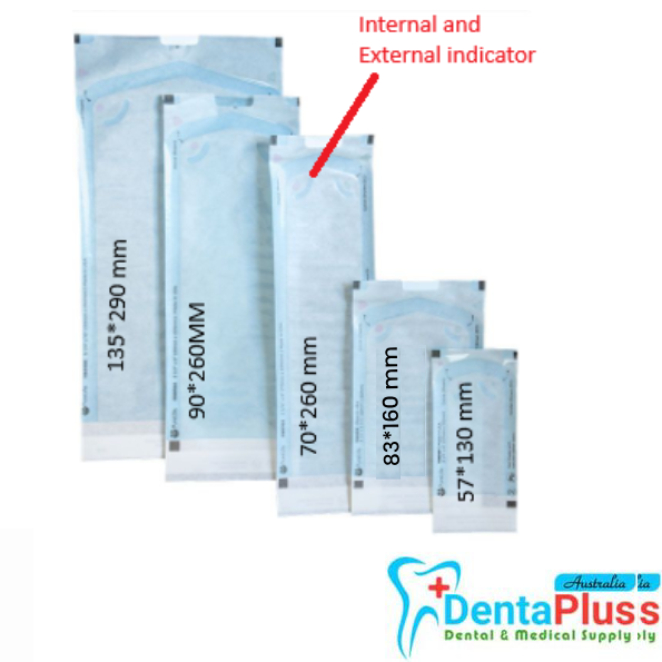 Self-Sealing Sterilisation Pouches, Dual Indicators (Internal and External) QSafe 200pcs/pkt