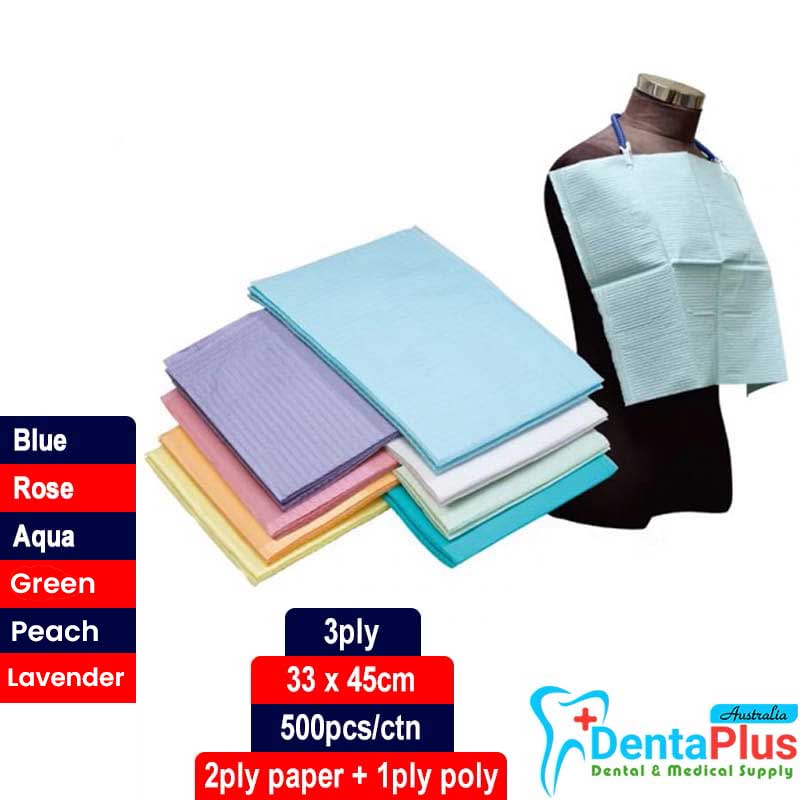 Medicom Dry Back Bibs (3 Ply - 33 x 45cm) 2ply paper + 1ply poly #500Pcs/Ctn