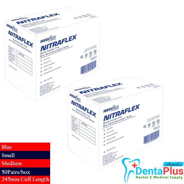 Nitrile Examination Gloves Sterile Powder free & Latex Free for Surgical Nitraflex 245mm Cuff Length