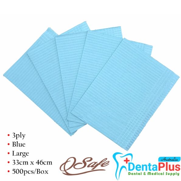 Disposable Dental Bibs 3 ply Large – Blue