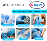 G-CARE Nitrile Powder Free & Latex Free Examination Non-Sterile Gloves (Blue)