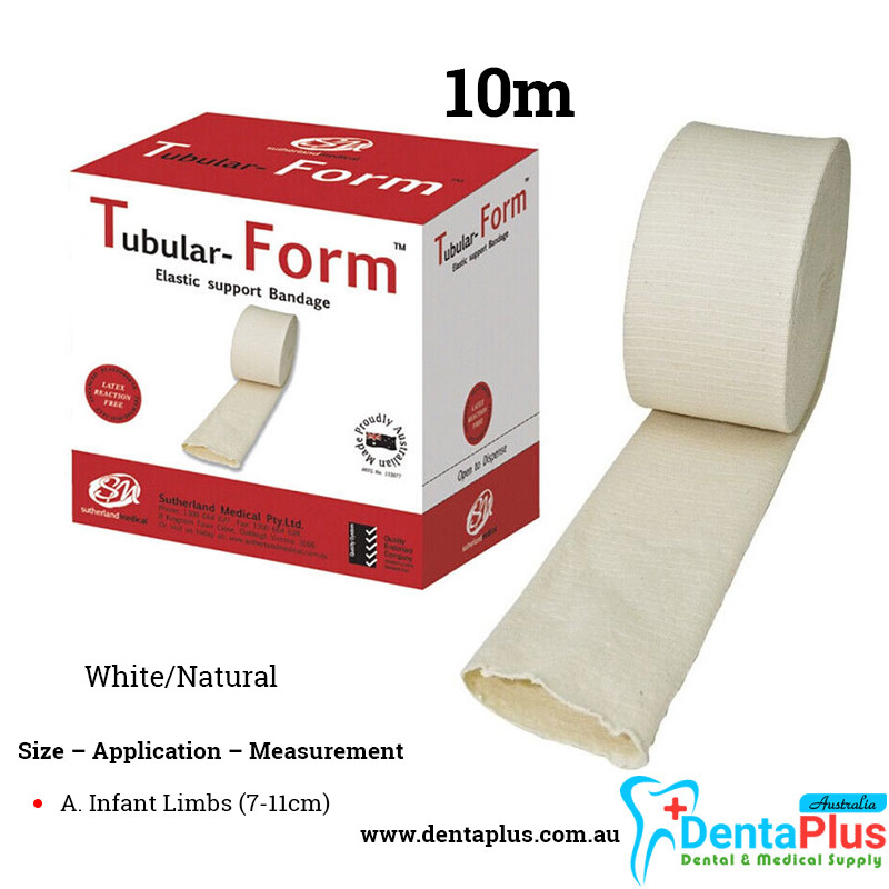 Tubular Form Support Elasticated Compression Bandage White/Natural (10m) #Each Roll - A. Infant Limbs (7-11cm)