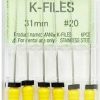 K Files - 6pcs/pkt - 31-mm - 20-yellow