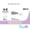 Sutures Absorbable Vicryl (Ethicon) Pack of 12 - 4-0-20mm-1-2c-75cm-2