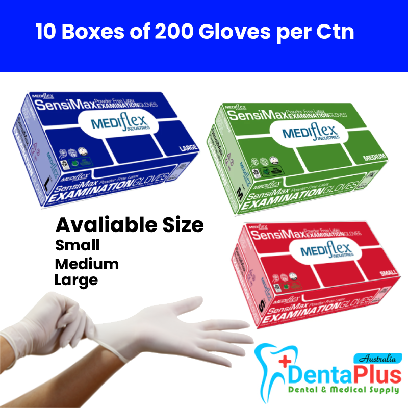 Mediflex SensiMax Powder-Free Latex Examination Gloves – 200 Gloves/Box, 10 Boxes/CTN (2,000 Gloves)